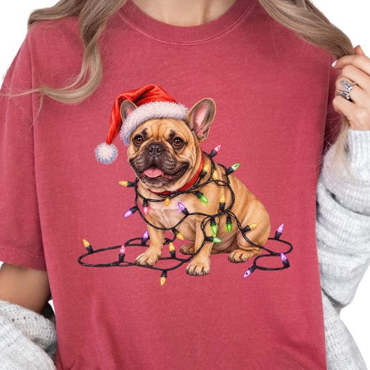 Fawn French Bulldog Christmas Lights Shirt