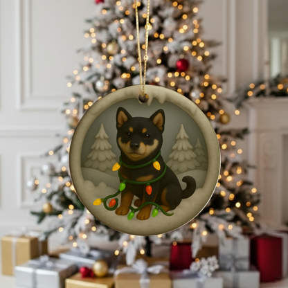 Personalized Black Shiba Inu Christmas 3D Clay-Style Dog Keepsake