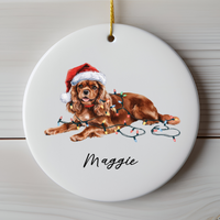Load image into Gallery viewer, Ruby Cavalier King Charles Spaniel Ornament, Personalized Dog Christmas Decoration
