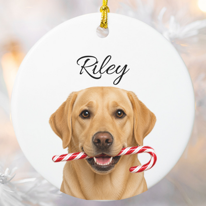 Personalized Yellow Lab Ornament, Custom Dog Name Christmas Ornament, Labrador Retriever Gift, Dog Lover Gift