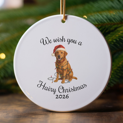 Fox Red Labrador Retriever We Wish You a Hairy Christmas Ornament