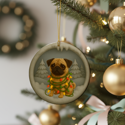 Personalized Tan Pug Christmas 3D Clay-Style Dog Keepsake
