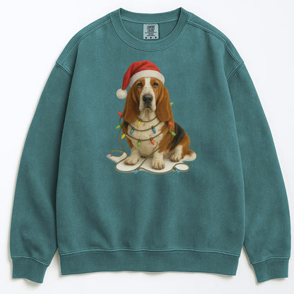 Christmas Dog Sweatshirt, Holiday Basset Hound Gift, Festive Pet Lover Sweater, Unisex Cozy Winter Apparel, Cute Dog Design