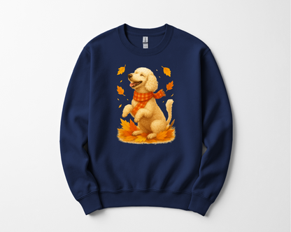 Poodle Autumn Shirt, Cozy Poodle Sweatshirt, Fall Dog Lover Apparel, Poodle Leaves Gift, Cute Dog Clothing, Autumn Vibes Sweatshirt