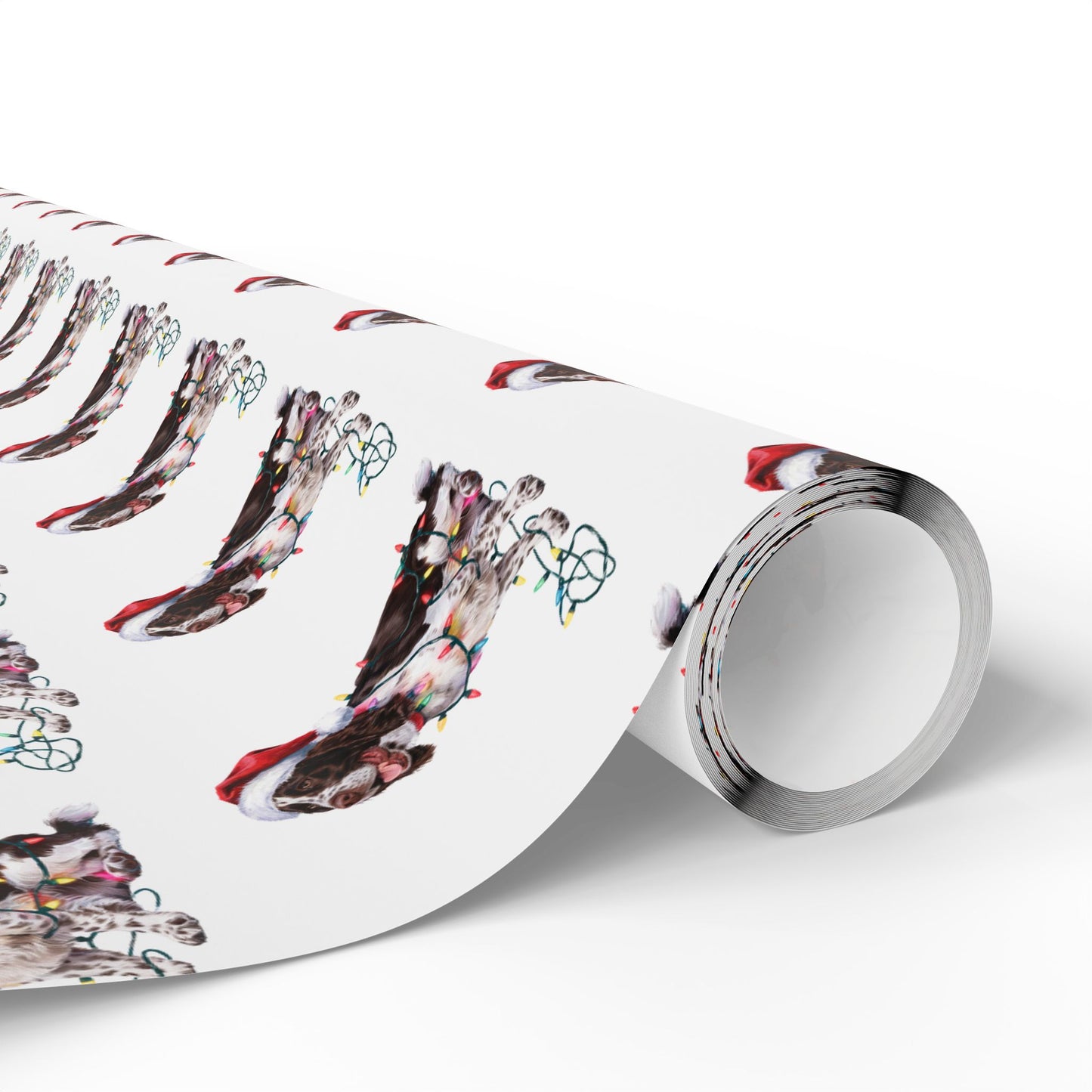 Brown Springer Spaniel Christmas Lights Wrapping Paper