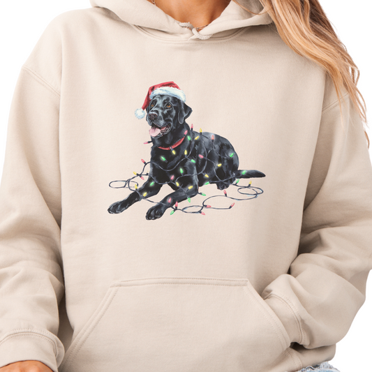 Christmas Dog Hoodie, Labrador Holiday Sweatshirt, Festive Pet Apparel, Gift for Dog Lovers, Cotton Blend Unisex Hoodie