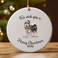 Load image into Gallery viewer, Christmas Alaskan Malamute Ornament, Christmas Lights Dog Keepsake
