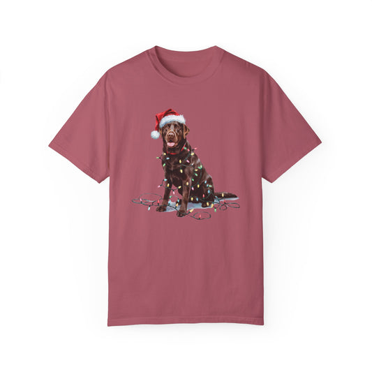 Christmas Chocolate Labrador Shirt, Christmas Lights Dog Tee, Christmas Dog, Lab Mom Tee, Gift for Dog Lover, Chocolate Lab