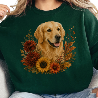 Golden Retriever Autumn Floral Sweatshirt