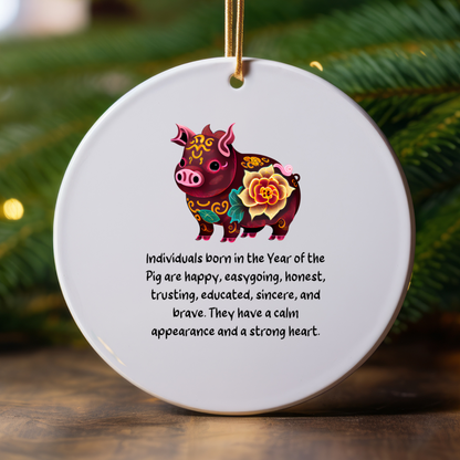 Chinese Zodiac Pig Ornament – Year of the Pig Horoscope Gift for Lunar New Year