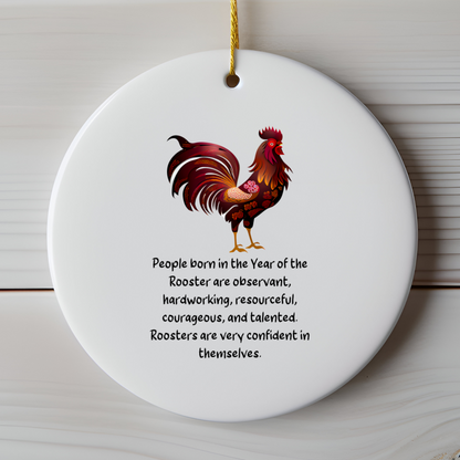 Chinese Zodiac Rooster Ornament, Year of the Rooster Horoscope Gift for Lunar New Year