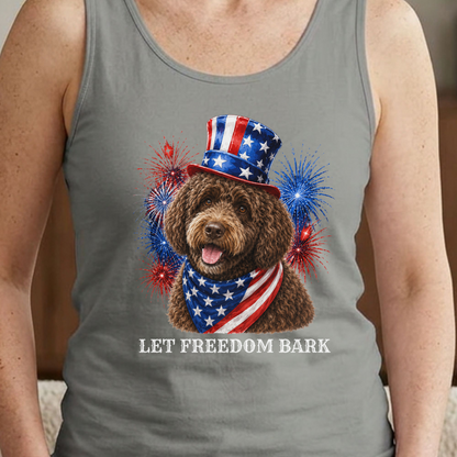 Brown Portuguese Water Dog Tank Top, Let Freedom Bark