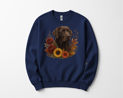Chocolate Labrador Autumn Floral Sweatshirt