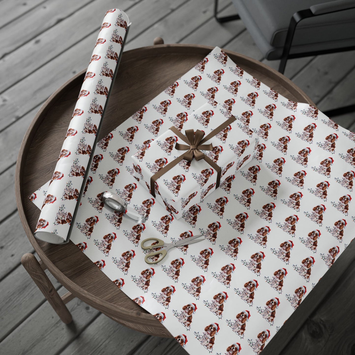 Cavalier King Charles Spaniel Holiday Lights Wrapping Paper