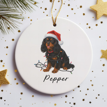 Personalized Black and Tan Cavalier King Charles Spaniel Ornament, Custom Dog Christmas Ornament, Cavalier Lover Gift