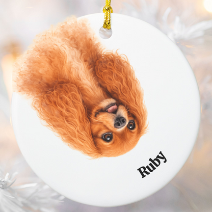 Upside down Personalized Pet Photo Ornament, Custom Dog Cat Memorial Ornament with Name, Watercolor Gift