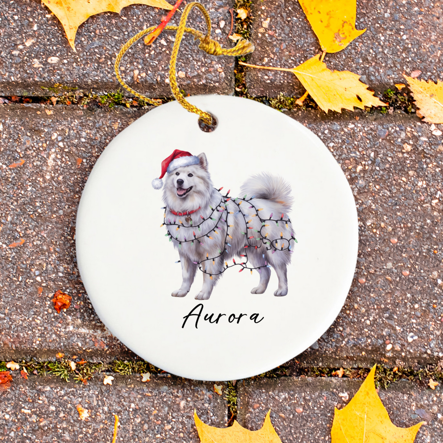 Personalized Samoyed Ornament, Custom Dog Lover Gift