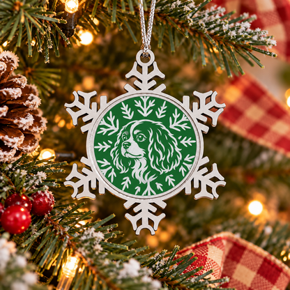Cavalier King Charles Pewter Snowflake Christmas Ornament