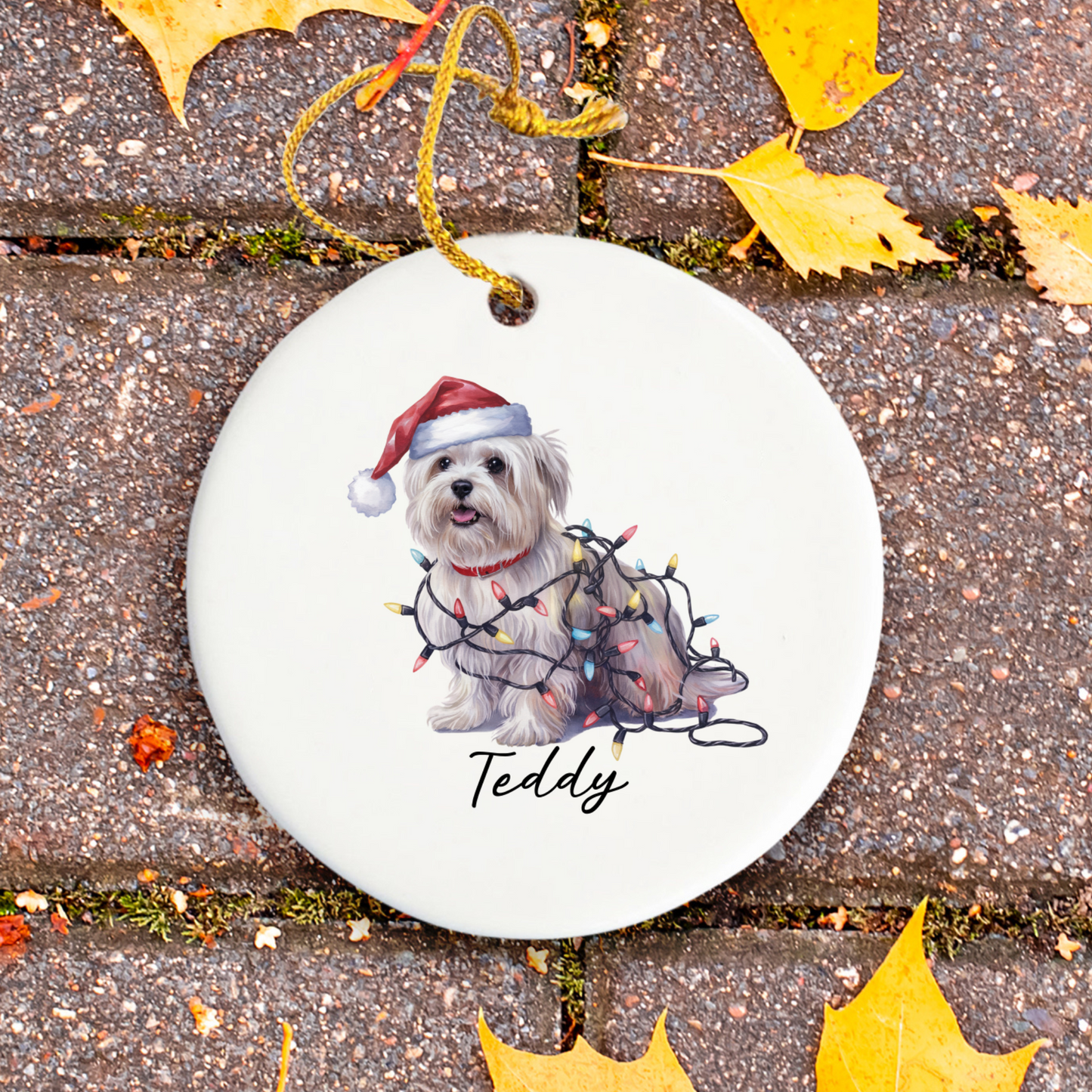 Maltese Christmas Ornament, Personalized Dog Keepsake