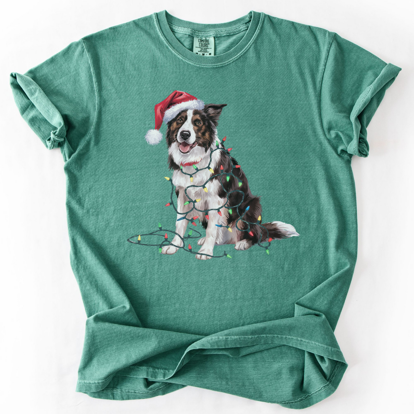 Christmas Border Collie Shirt, Christmas Lights Dog Tee, Christmas Dog Tee, Border Collie Mom Tshirt, Gift for Dog Lover, Border Collie