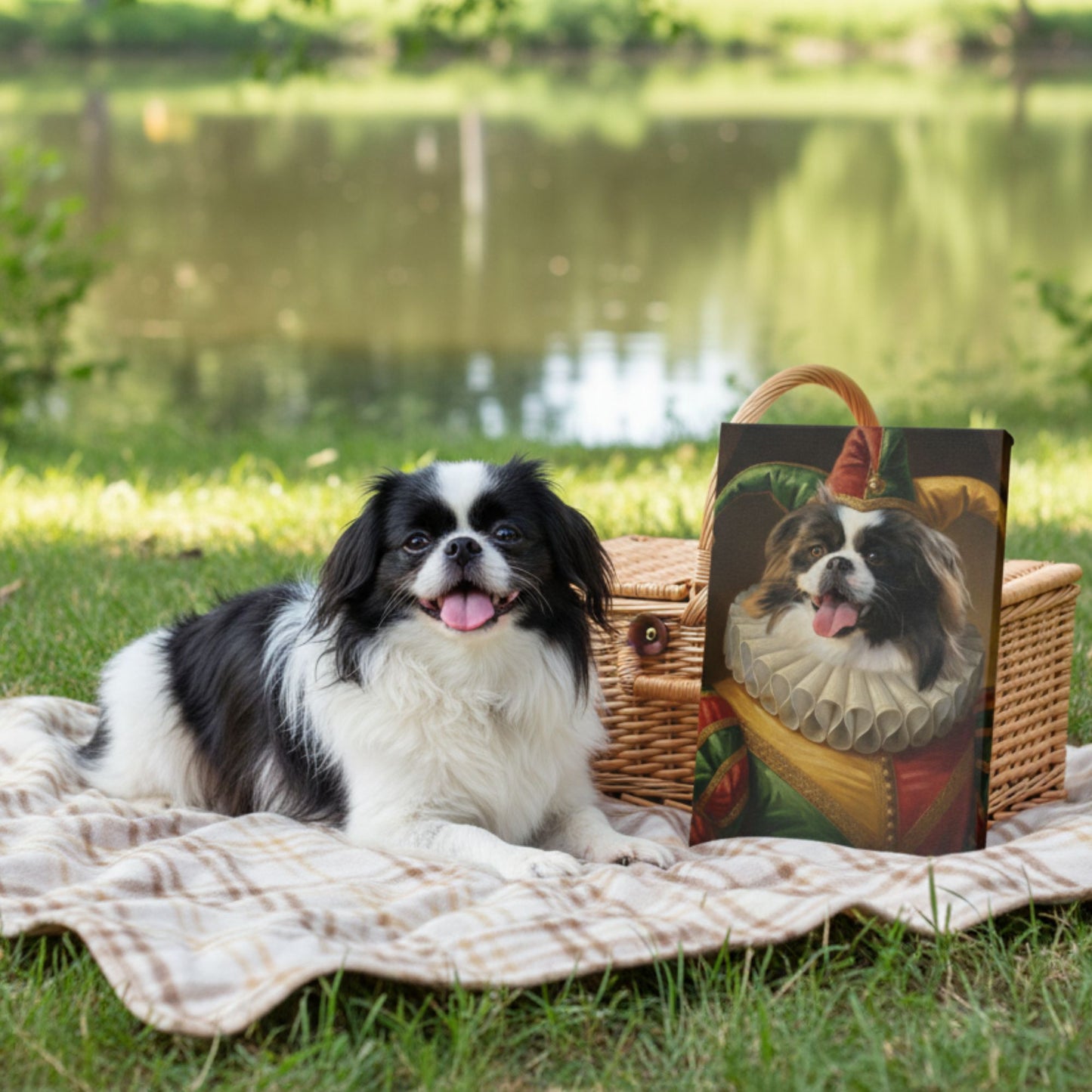 Personalized Jester Dog Portrait, Custom Renaissance Pet Art Canvas