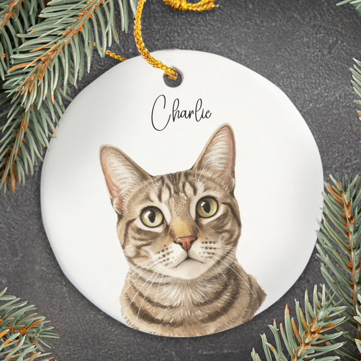 Custom Watercolor Pet Memorial Ornament with Name