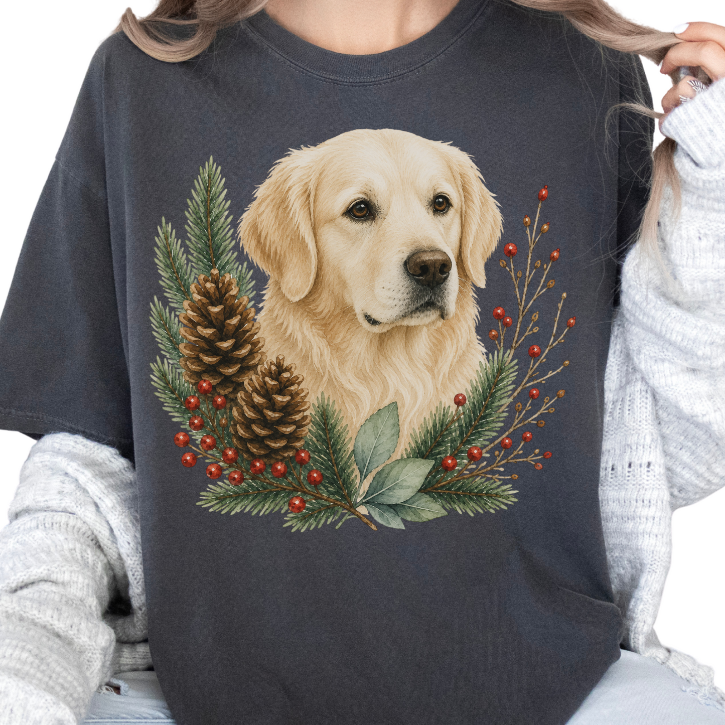 English Cream Golden Retriever Christmas Shirt, Dog Mom Tee, Golden Retriever Holiday Gift