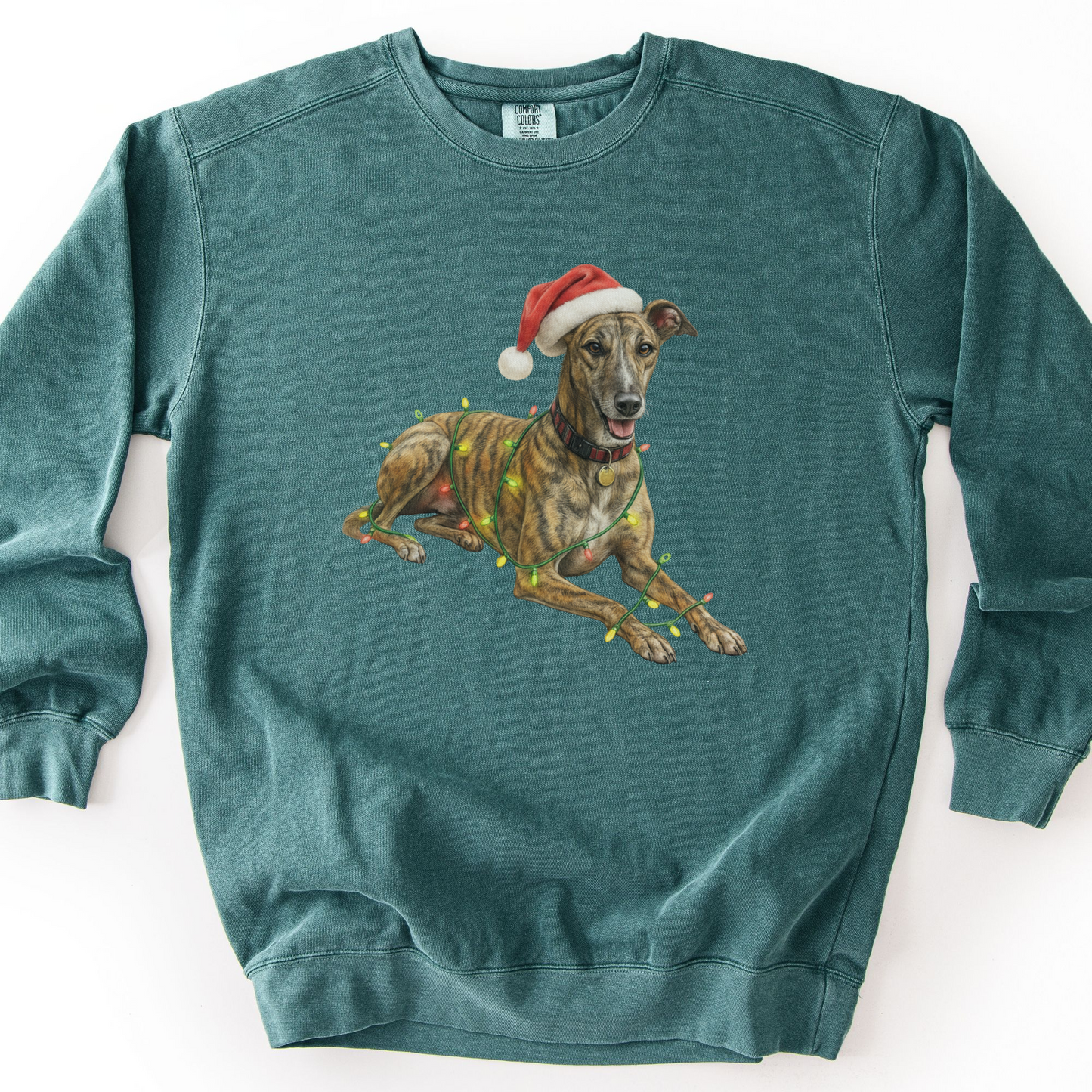 Brindle Greyhound Christmas Lights Sweatshirt