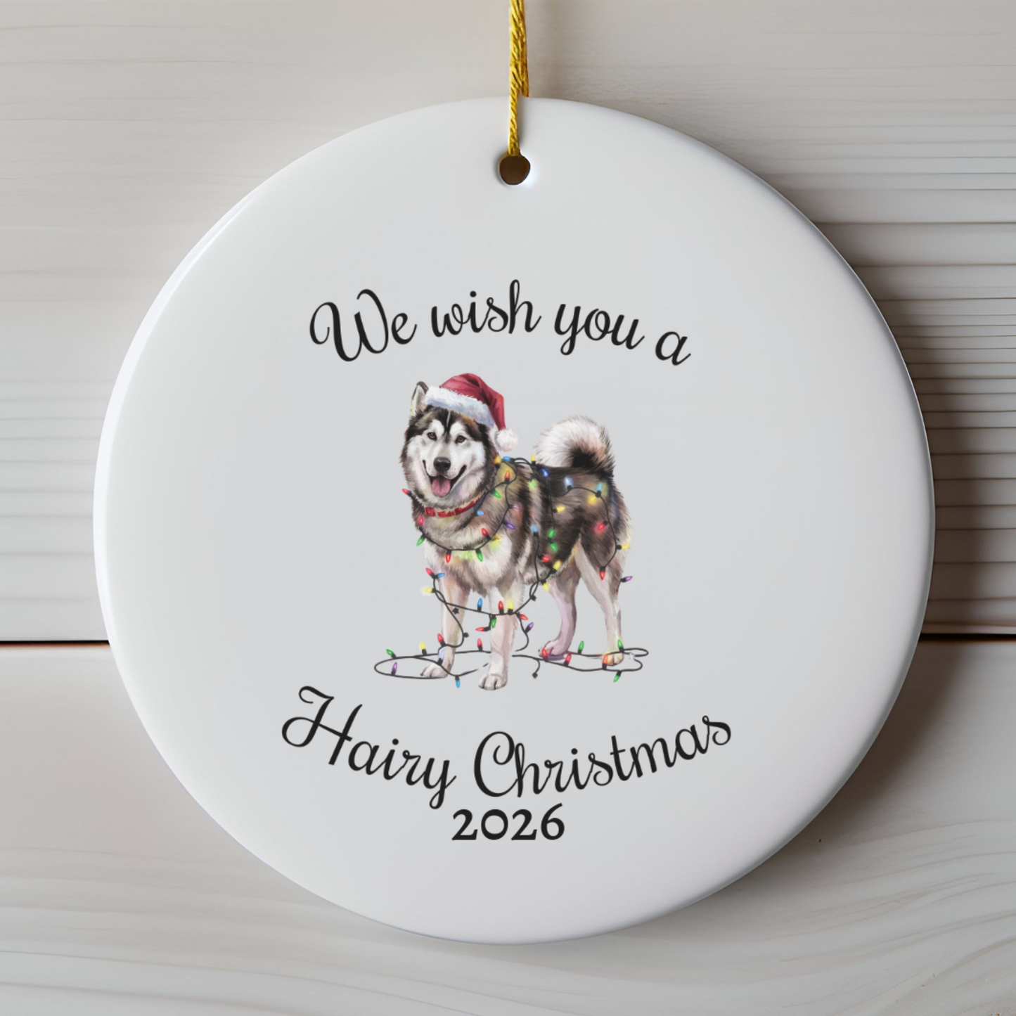Christmas Alaskan Malamute Ornament, Christmas Lights Dog Keepsake, Christmas Dog, Alaskan Malamute Mom, Gift For Dog Lover