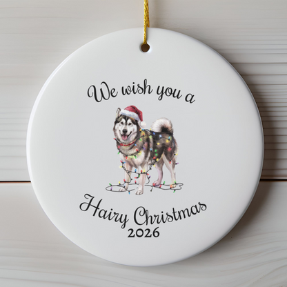 Christmas Alaskan Malamute Ornament, Christmas Lights Dog Keepsake, Christmas Dog, Alaskan Malamute Mom, Gift For Dog Lover