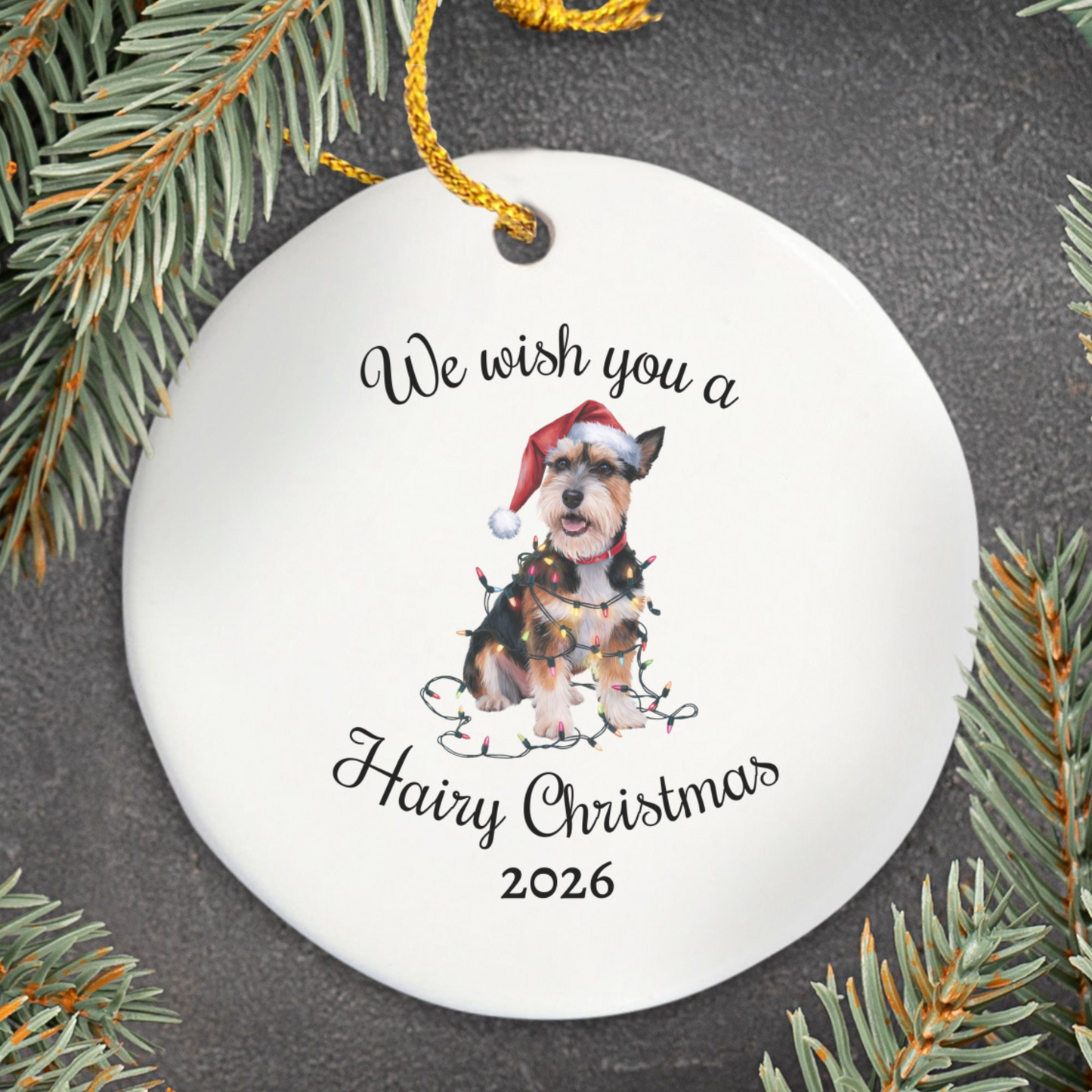Christmas Norfolk Terrier Ornament, Christmas Lights Dog Keepsake
