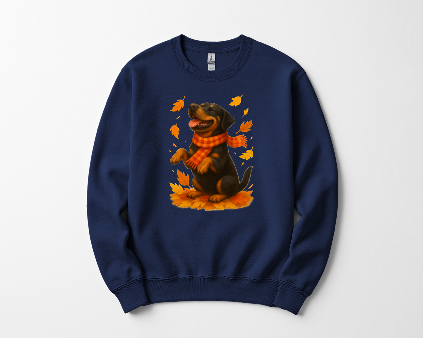 Rottweiler Autumn Shirt, Cozy Fall Dog Sweatshirt, Cute Black Dog Lover Gift, Seasonal Apparel Pullover, Autumn Dog Outfit