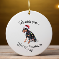 Load image into Gallery viewer, Christmas Miniature Pinscher Ornament, Christmas Lights Dog Keepsake
