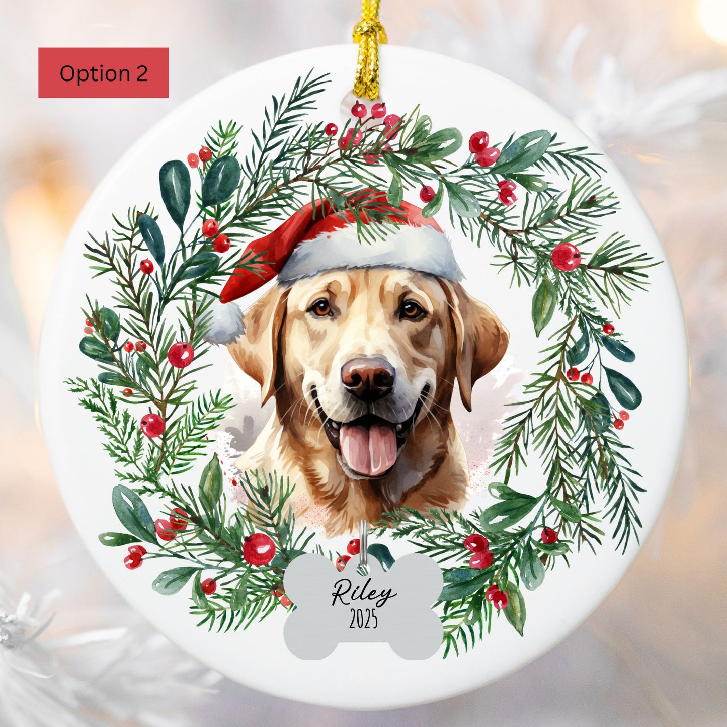 Personalized Yellow Lab Christmas Ornament