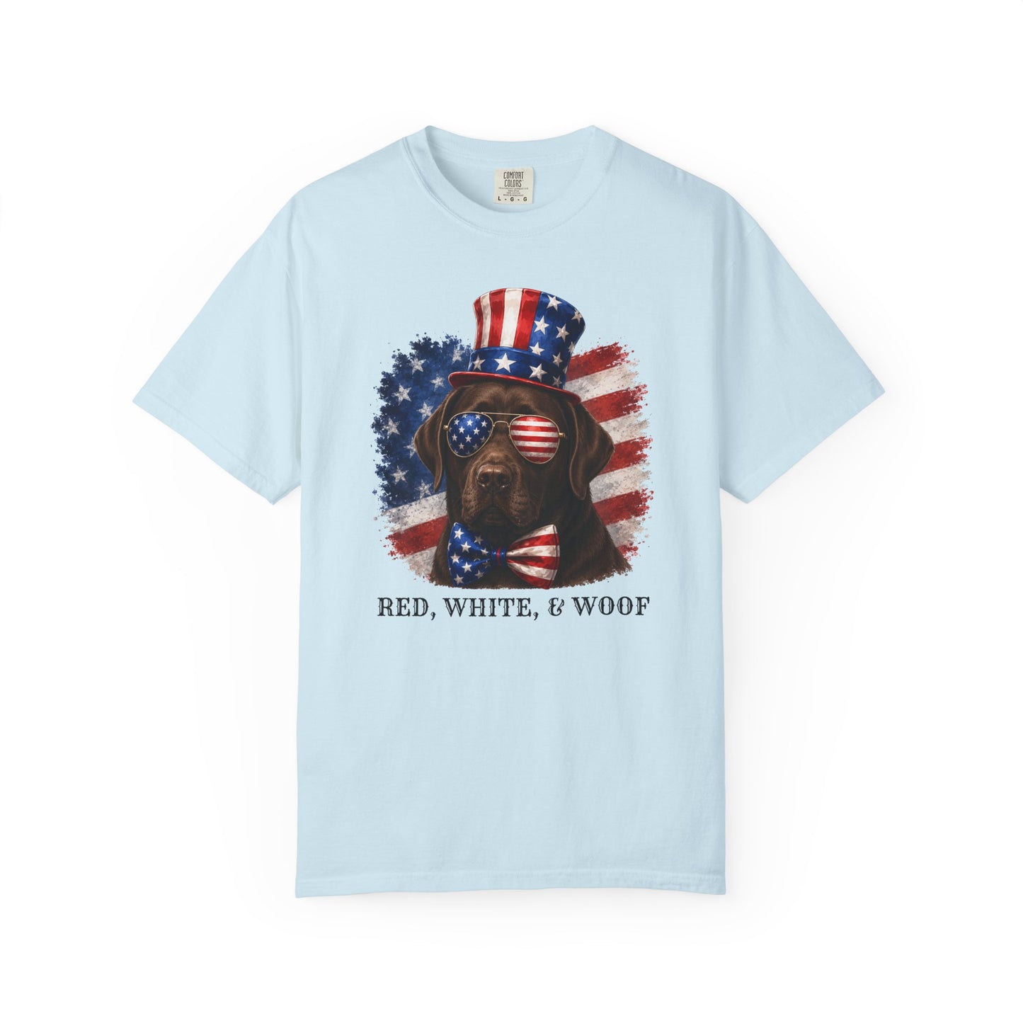 Patriotic Chocolate Lab Red White  & Woof Shirt