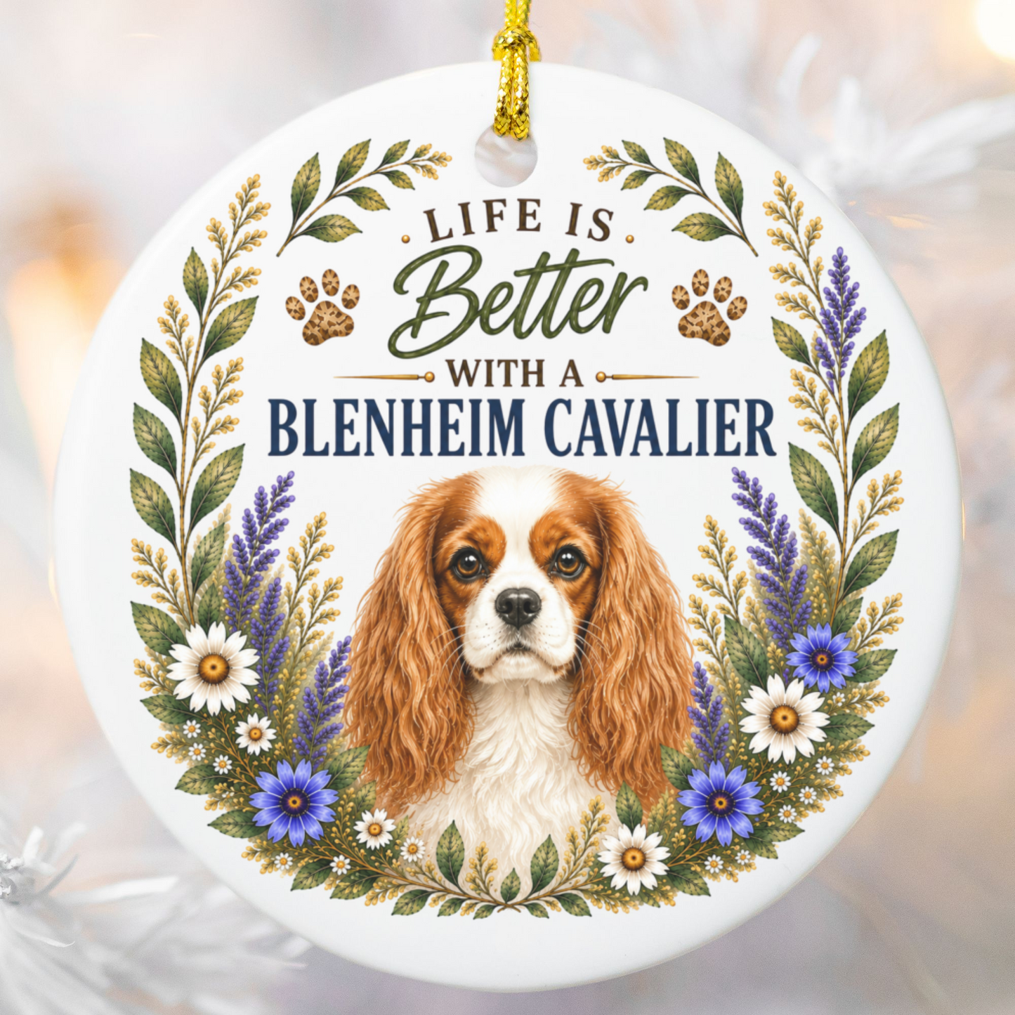 Blenheim Cavalier Ornament, Cavalier King Charles Spaniel Gift, Dog Mom Keepsake, Dog Lover Gift