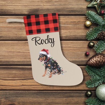 Personalized Miniature Pinscher Christmas Stocking, Holiday Decor Gift for Pet Lovers