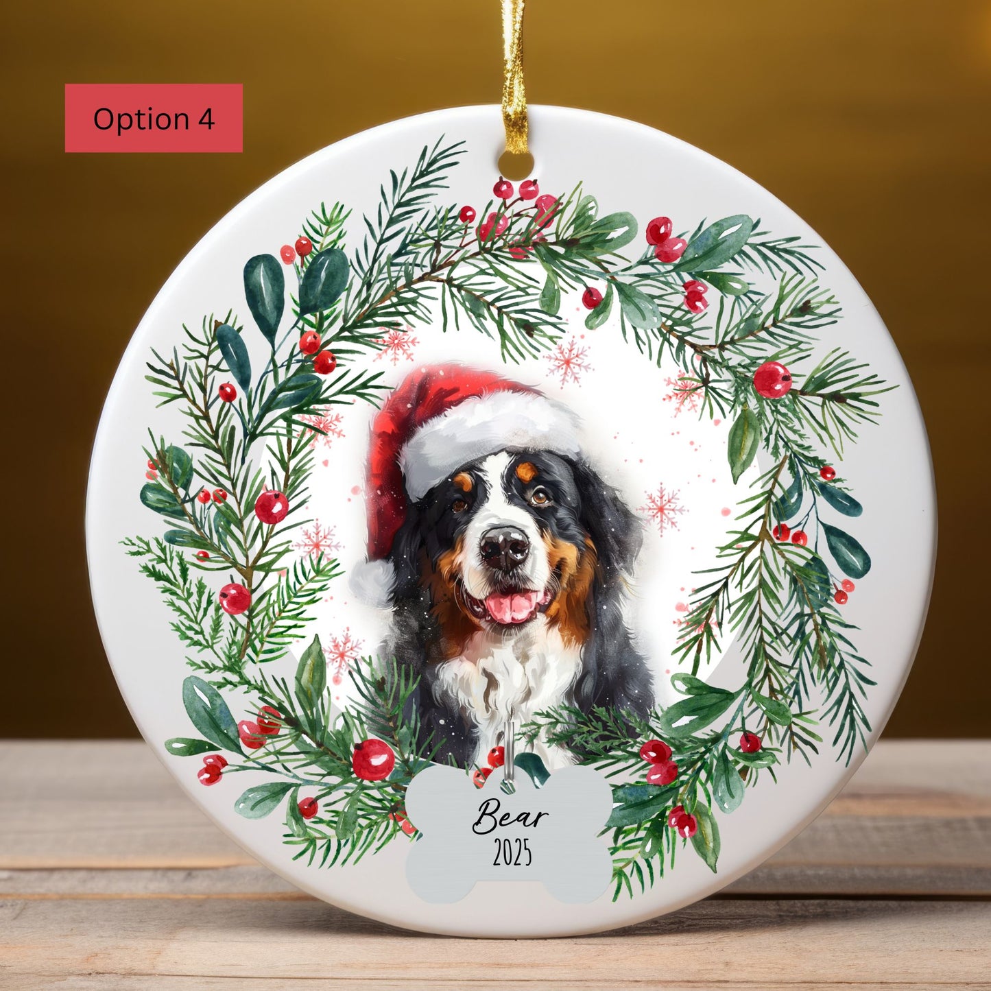 Personalized Bernese Mountain Dog Christmas Ornament