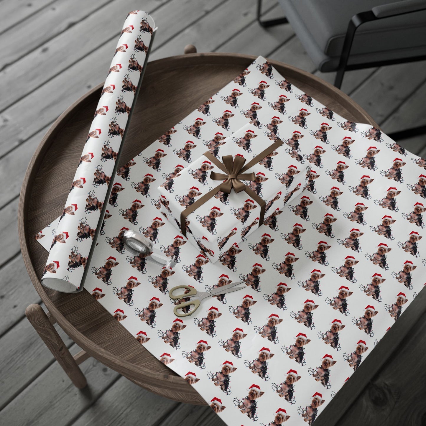 Yorkshire Terrier Christmas Lights Wrapping Paper