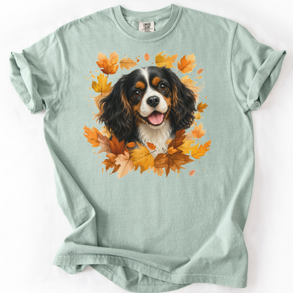 Tricolor Cavalier Fall Shirt, Autumn Dog Mom Comfort Colors Tee