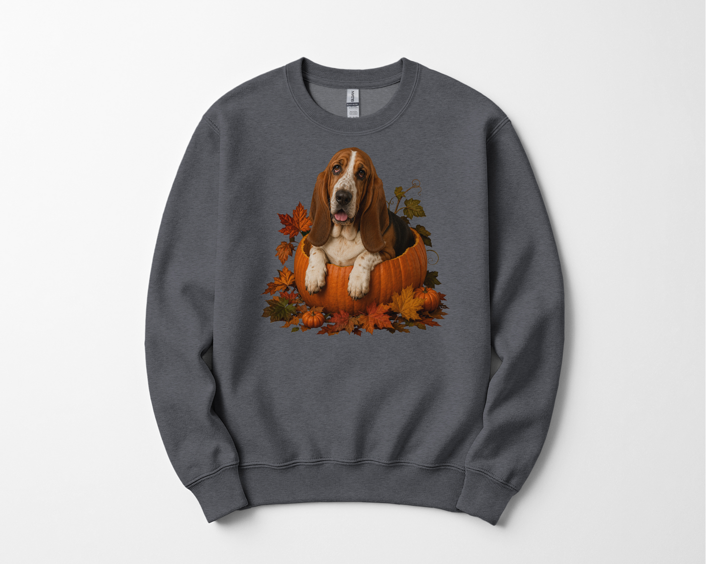 Basset Hound Pumpkin Sweatshirt Fall Dog Lover Autumn Puppy Crewneck Cozy Gift Pullover Apparel