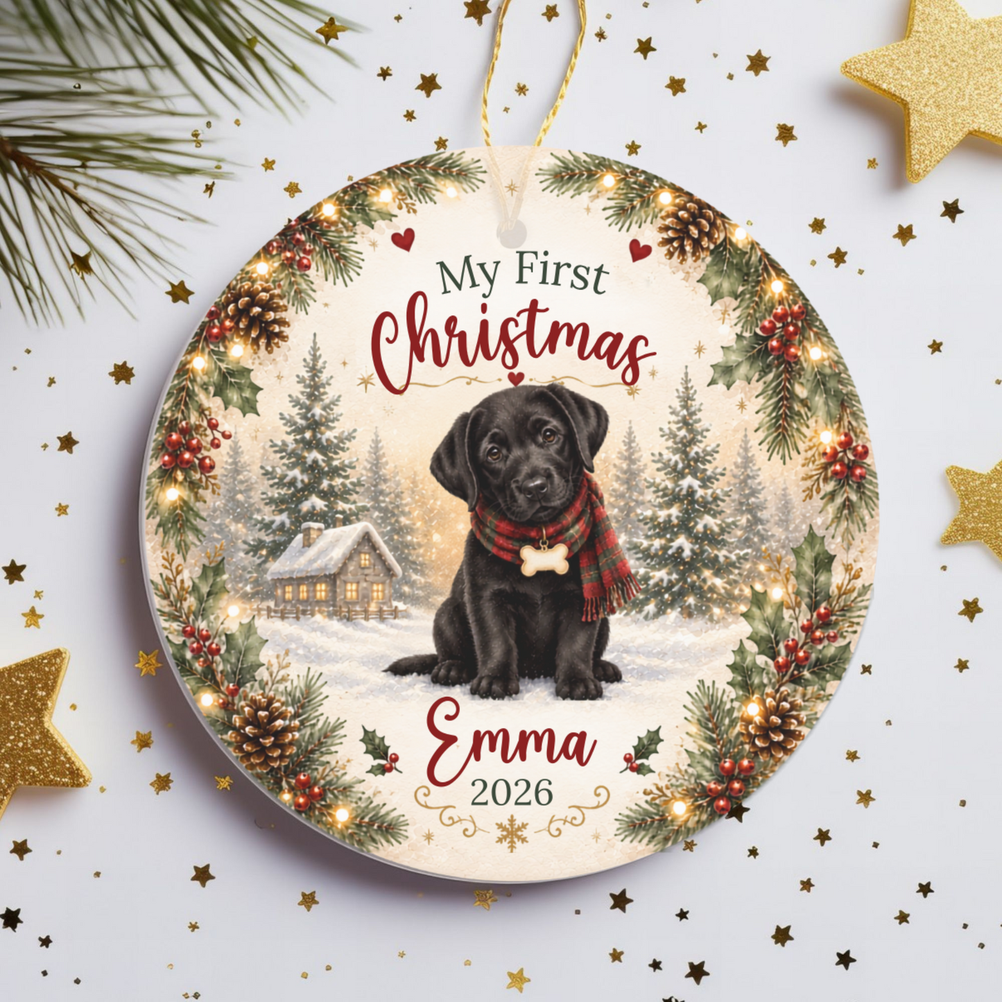 Personalized First Christmas Pet Ornament Custom Dog Memorial Photo Keepsake Gift