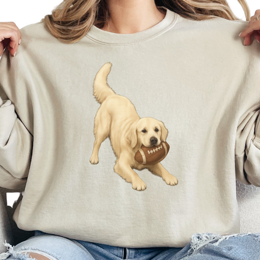 English Cream Golden Retriever Football Sweatshirt Dog Lover Game Day Gift Crewneck