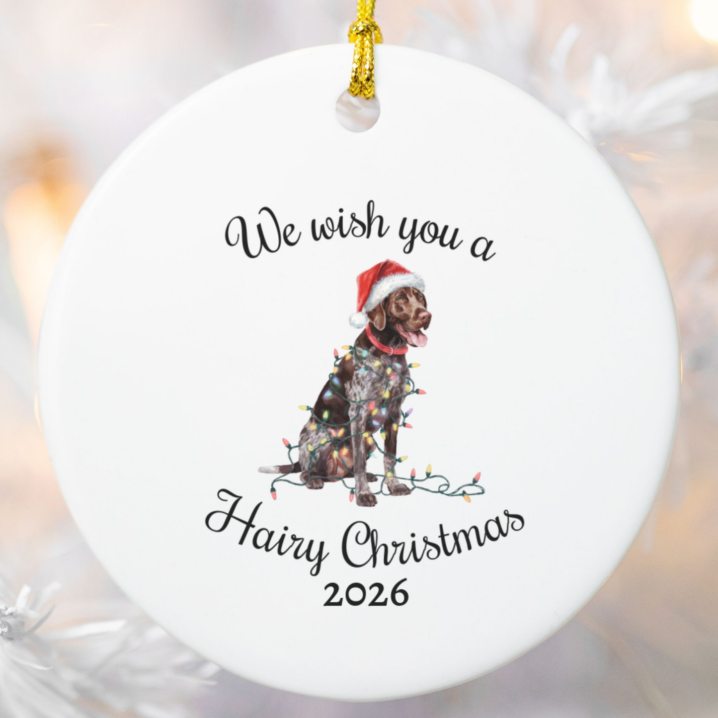 Christmas German Shorthaired Pointer Ornament, Christmas Lights Dog Keepsake