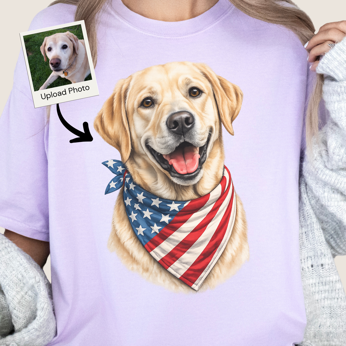 Personalized Dog Shirt, Custom Pet Portrait, Patriotic Dog Lover Gift