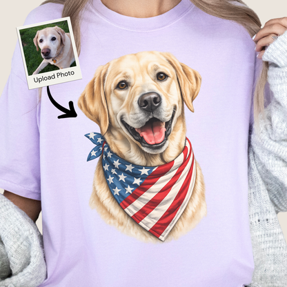 Personalized Dog Shirt, Custom Pet Portrait, Patriotic Dog Lover Gift