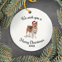 Load image into Gallery viewer, Christmas Akita Ornament, Christmas Lights Dog Keepsake
