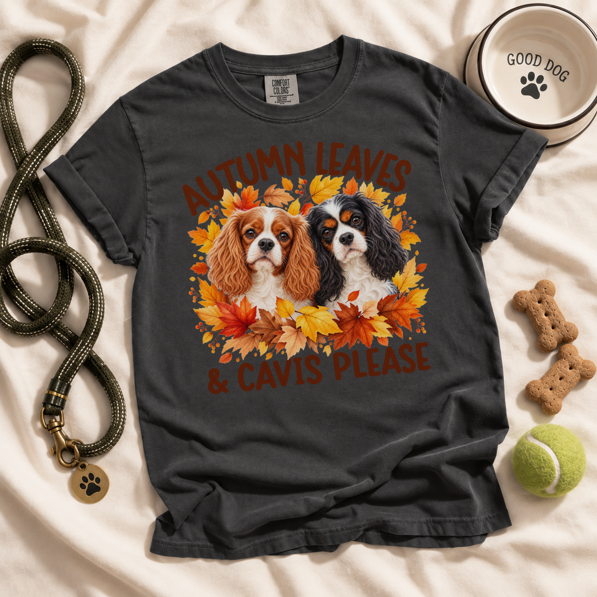 Cavalier King Charles Spaniel Autumn Leaves & Cavis Please Shirt