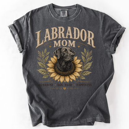 Labrador Mom Sunflower Shirt, Vintage Black Lab Mom Tee, Sunshine Dog Hair Happiness Gift