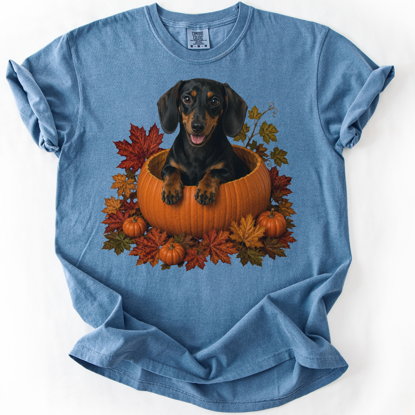 Black and Tan Dachshund Pumpkin Shirt Fall Dog Lover Autumn Comfort Colors Graphic Tee Gift Apparel